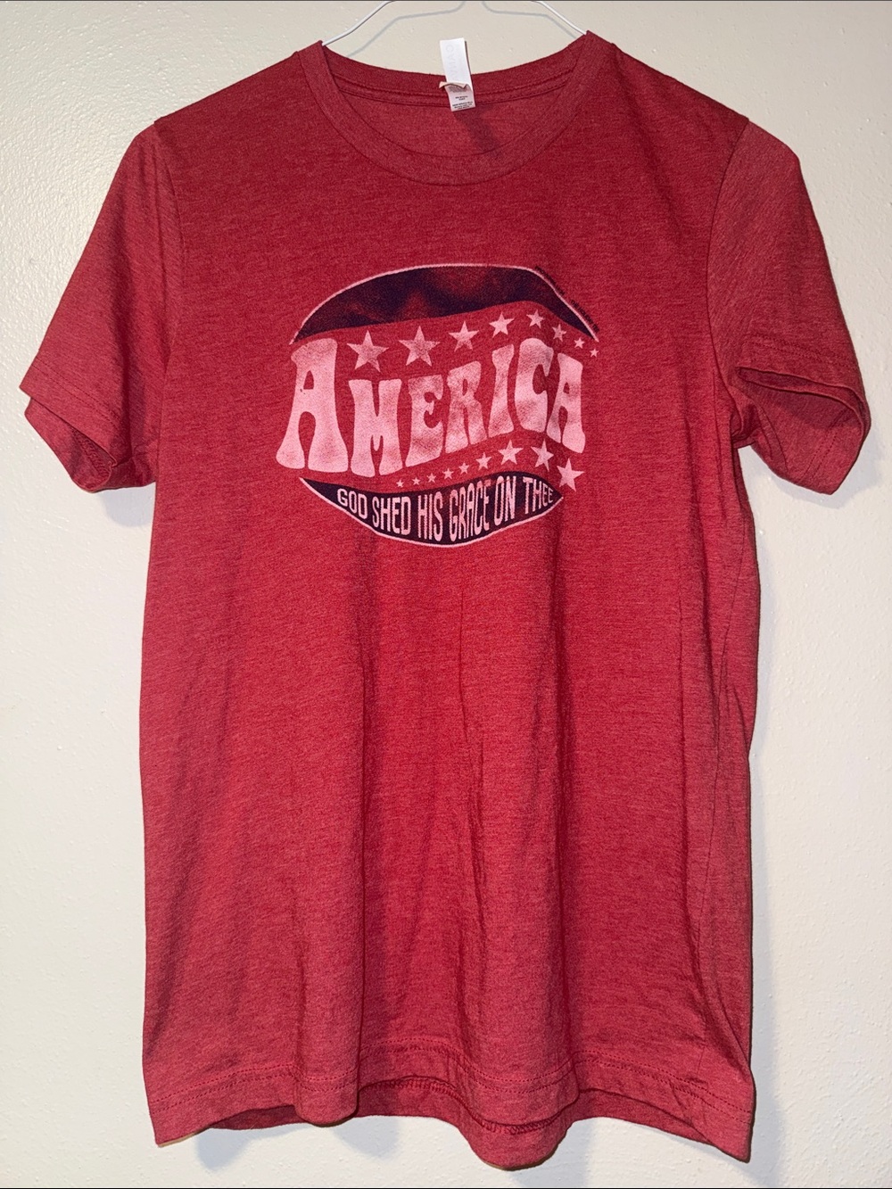 Bella Canvas Red 'America' Graphic Short Sleeve Tee